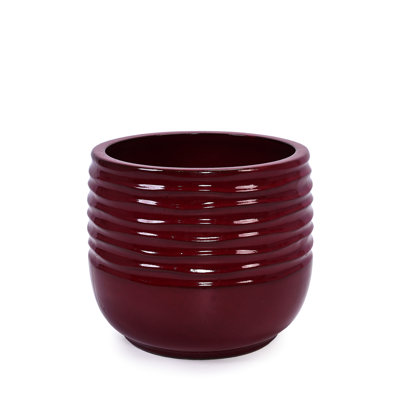 Ensemble de 3 pots à fleurs en céramique rouge pour intérieur et extérieur, design moderne avec finition brillante, toutes saisons, 14,26 po x 12,09 po, pot à fleurs de 43,08 lb