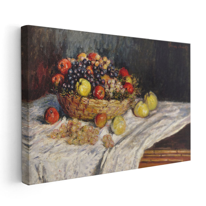 Pommes et raisins, 1879-1880 - reproduction d'art sur toile, H 32 po x l 48 po