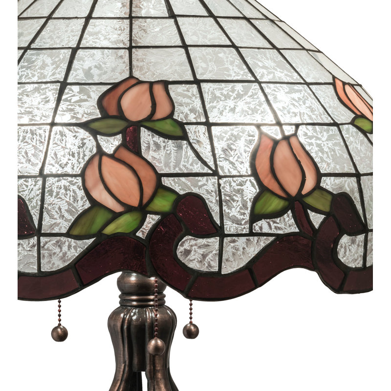 Lampe de table 32 "haute rose, H 32 po x l 23 po x P 23 po, Beige/rose/vert