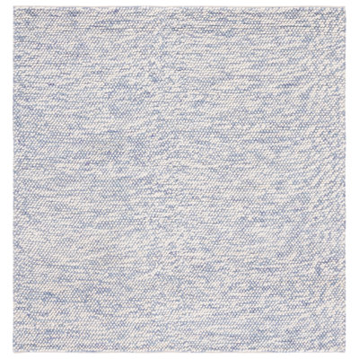 Tapis bleu / ivoire à motif géométrique fabriqué à la main Almus