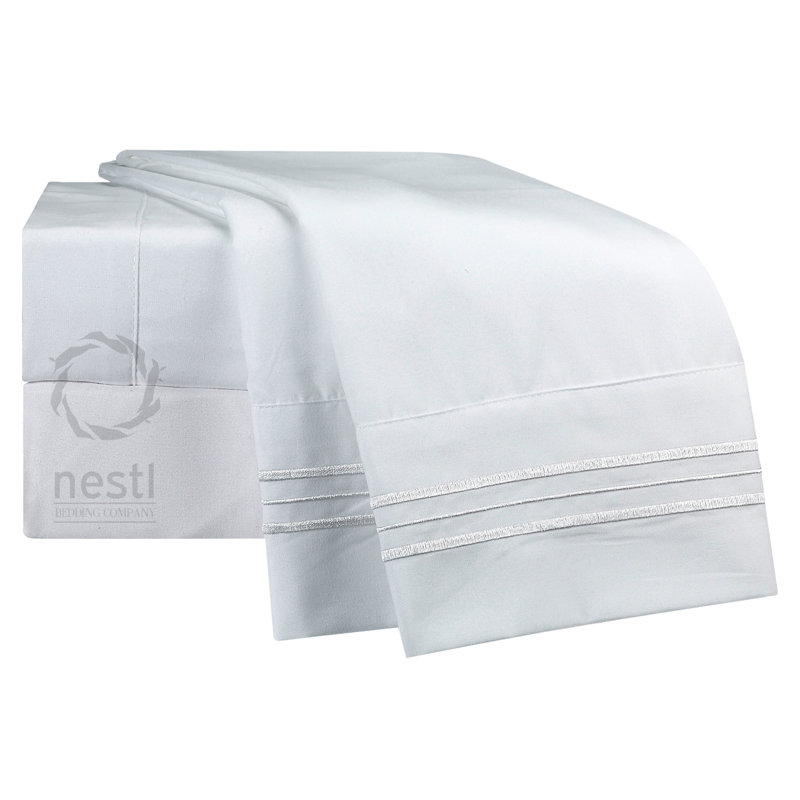 Microfiber Striped Sheet Set, White, King Sheet Set + 1 Fitted Sheet + 1 Pillowcase