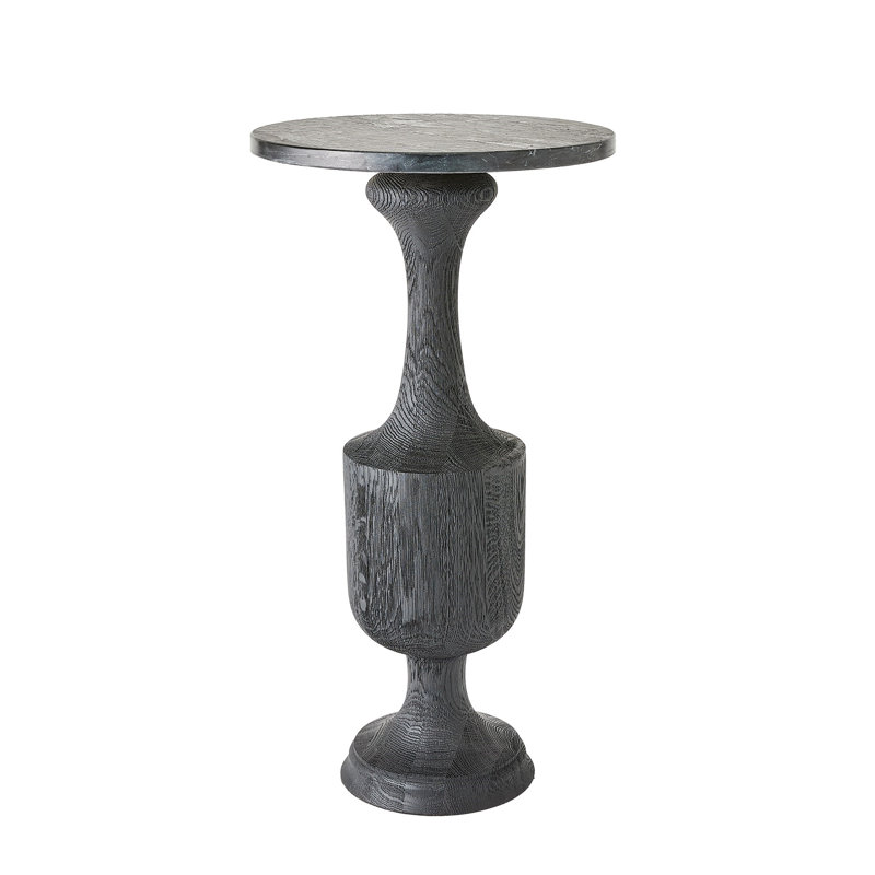 Marble End Table, Black Top/Black Base