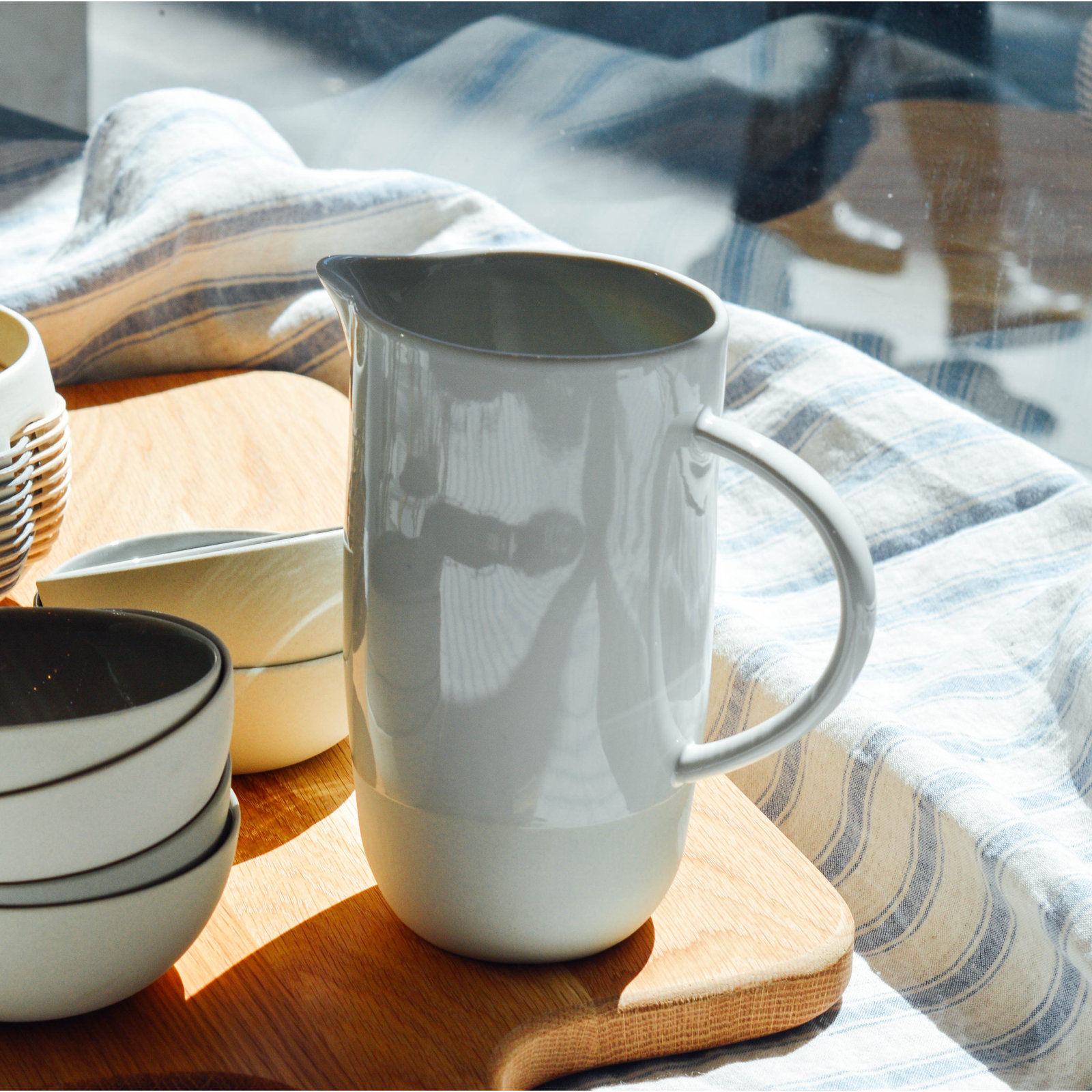 Shell Bisque Porcelain Pitcher, Gray