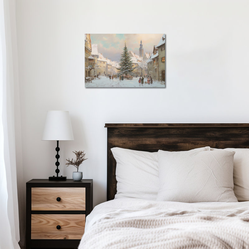 Art mural en toile Winter Town, H 12 po x l 16 po