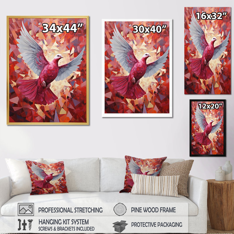 Messenger Dove I sur toile, Cadre simple noir, H 44 po x l 34 po x P 1,5 po