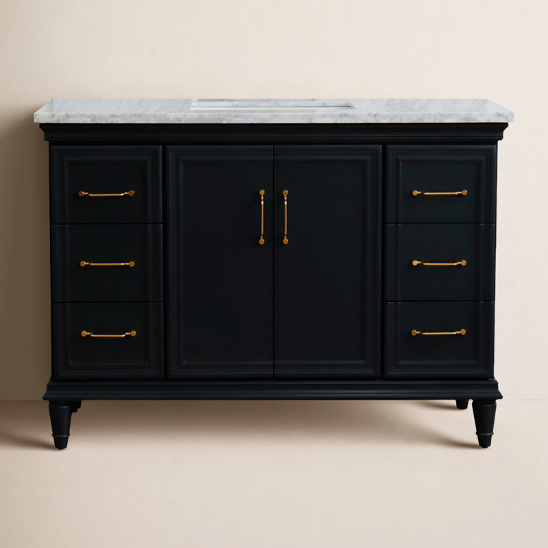 Metaza 49'' Single Bathroom Vanity with Carrara Marble Top, Dark Gray