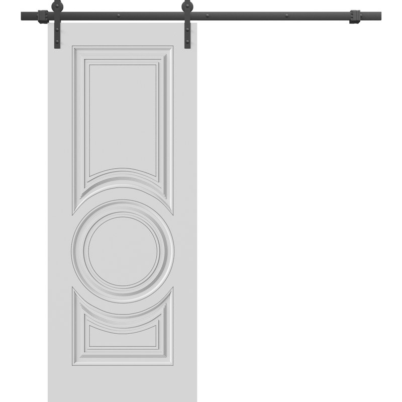 Porte de grange | Émail impérial blanc 1855 | Ensemble de quincaillerie lourde pour rail 6,6 pi | Portes intérieures solides