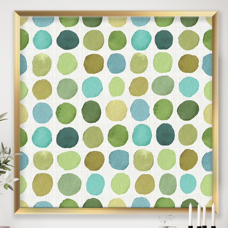«Geometric Green Circle I», reproduction d'art sur toile, H 16 po x l 16 po x P 1 po, Cadre doré
