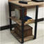 Bureau à structure en métal noir pour espace de travail de bureau à domicile, plateau en bois 58 po, 2 tablettes, bois massif, H 32 po x P 24 po, bureau 45 lb, plateforme, chêne