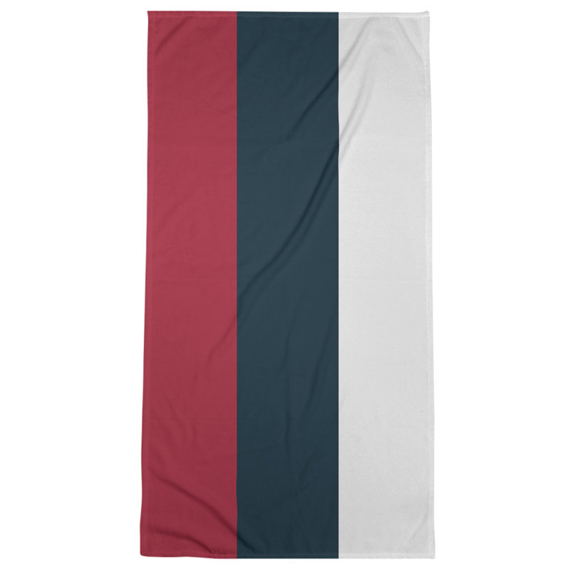 Cotton Blend Beach Towel, Rose Red/Navy Blue/Light Gray