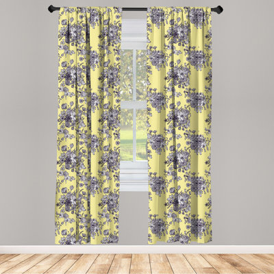 Floral Semi-Sheer Rod Pocket Curtain Panels