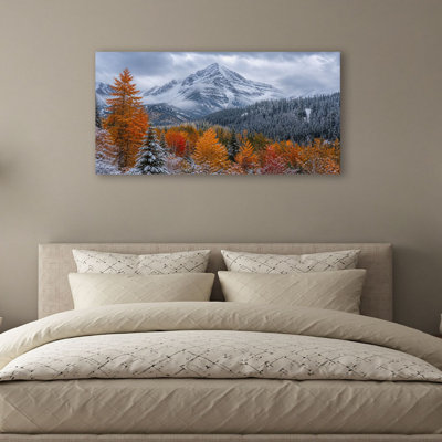 Canvas Wall Art Snowcapped Mountain Wall Decor for Living Room Bathroom Bedroom Office 20"H x 40"W Art Paintings, Ready to Hang
