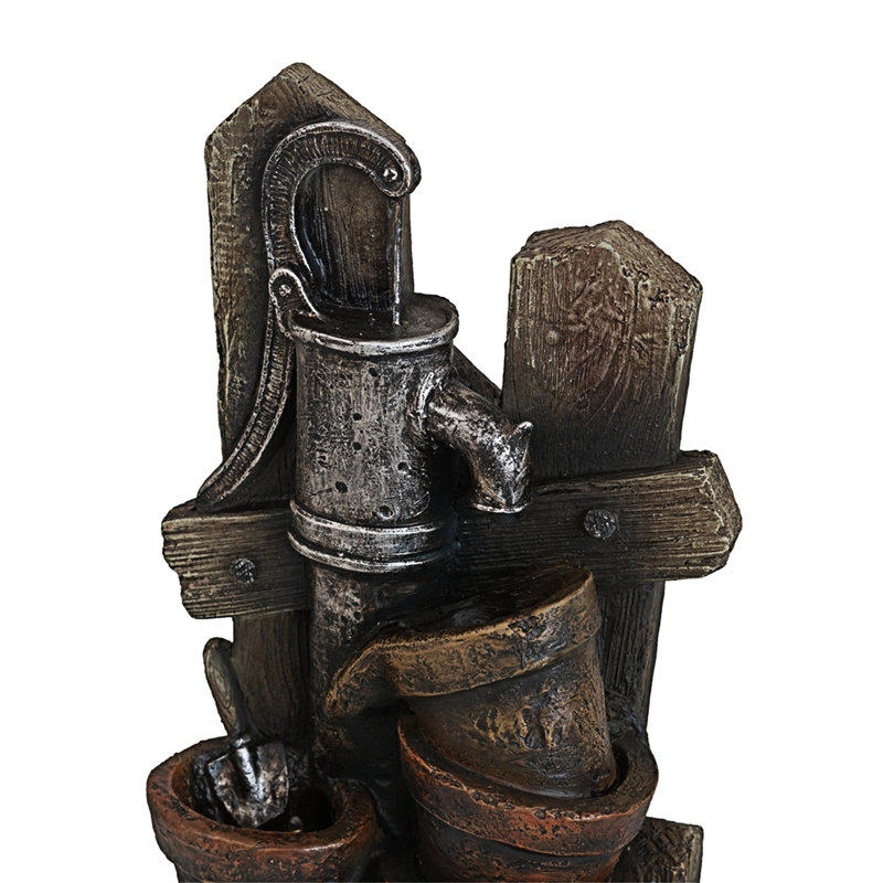 Water Fountain With Antique Water Pump Design And LED Light