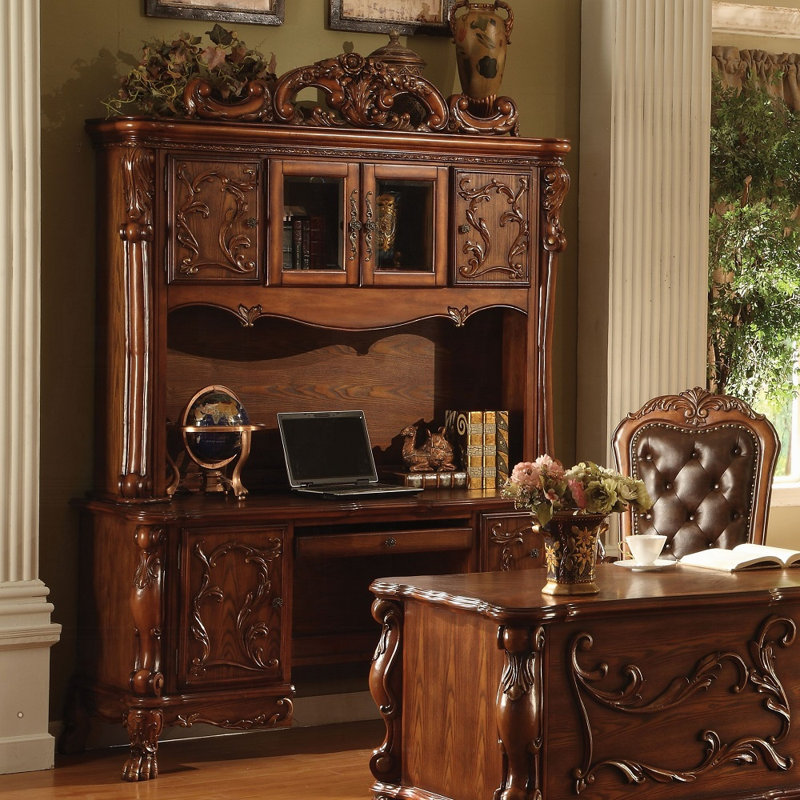 Bureau avec huche Aizley, Chêne cerise
