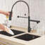 Robinet de cuisine rétractable, levier unique, surface noir mat, pour les cuisines contemporaines à deux réglages, noir et argent, pivotant à 360 degrés