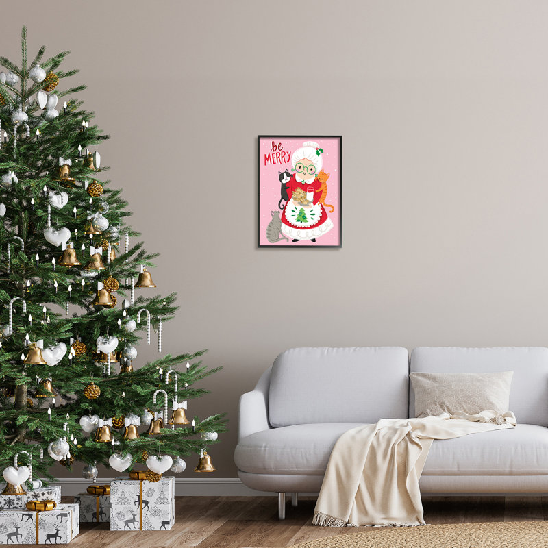 Be Be Merry Grandma Christmas Cookies Cats Percher, H 20 po x l 16 po x P 1,5 po, Giclée encadrée noir minuit
