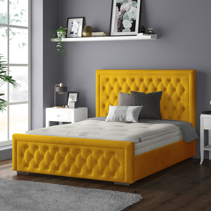 Chenault Upholstered Bed, Turmeric, Single (3')