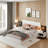 Wooden Floating Platform Bed With Led Lights And Built-in Nightstands-2113322786-2113322785