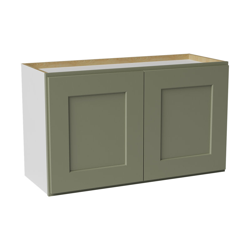 Armoire de cuisine en bois massif prête à assembler, H 18 po x l 30 po x P 12 po, Vert sauge