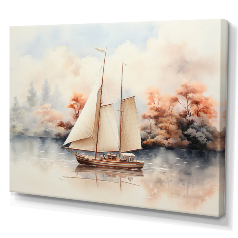 «Mininmalisme voilier Solitude I», impressions sur toile nautiques et de plage, 34" H x 44" W, Toile tendue