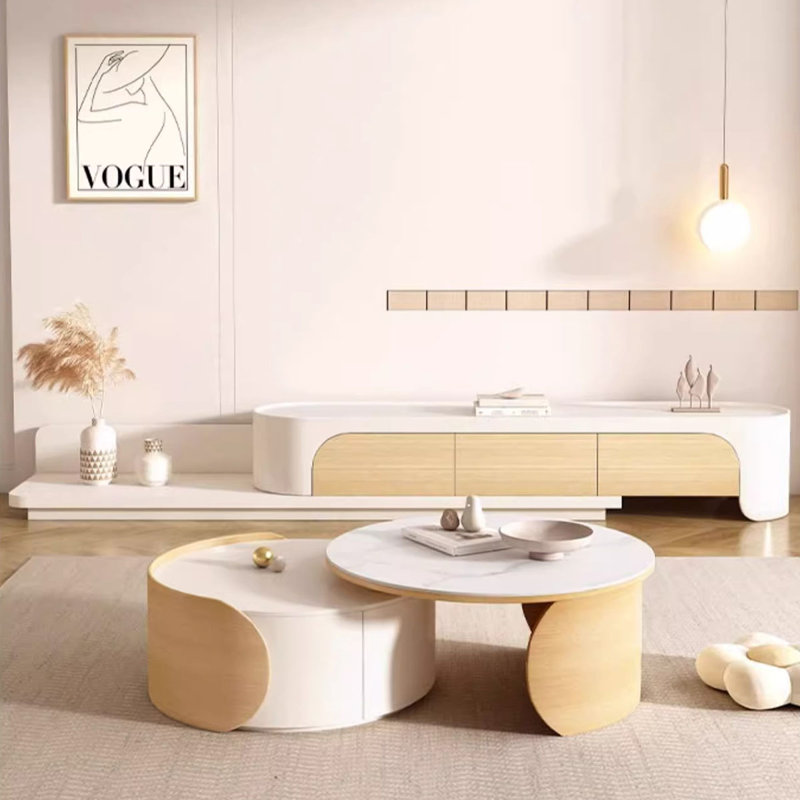 Meuble télé beige et bois manufacturé Burlywood
