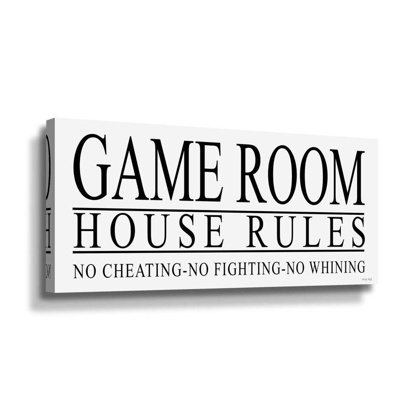 «Game Room House Rules I Gallery», Toile tendue, H 24 po x l 48 po x P 2 po