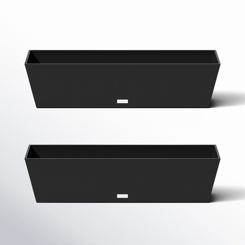 Pure Series Window Box Planter, Set of 2, 9" H x 36" W x 10" D, Black