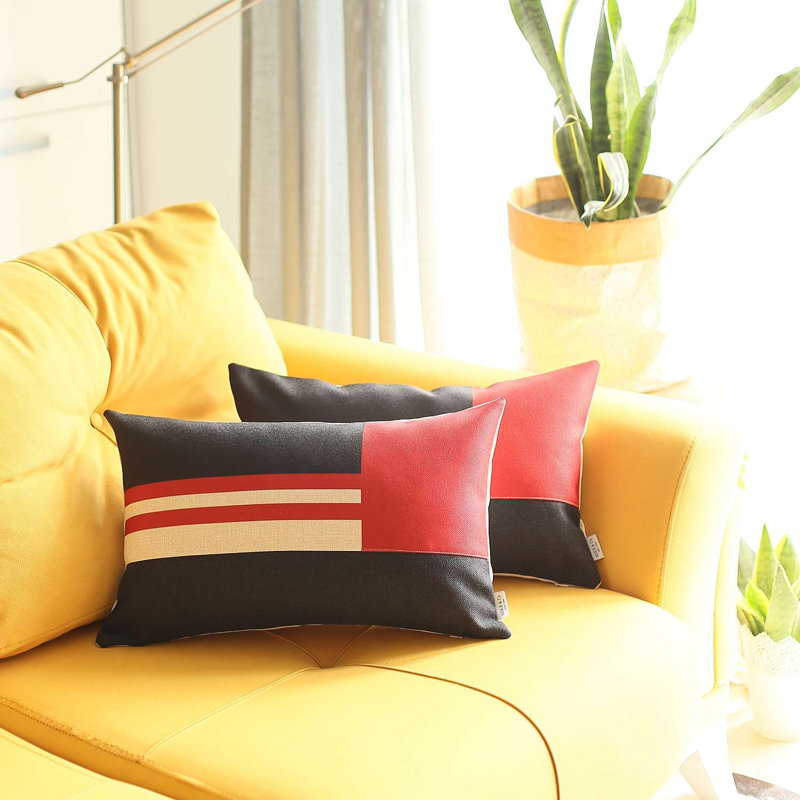 Insert de coussin réversible , Géométrique rouge