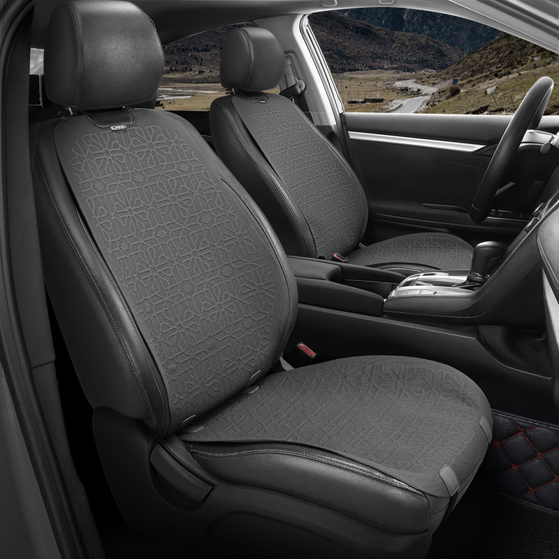 Front Row Seat Covers Universal Waterproof Polyester For Cars Suvs Trucks Airbag Compatibility​​, Gray