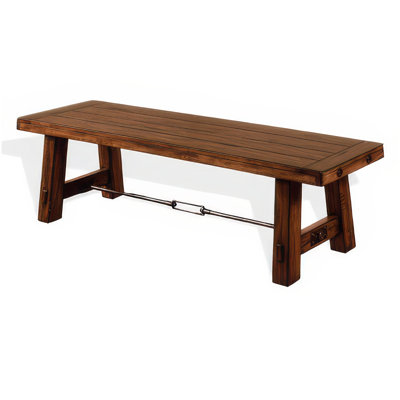 Reggie Wooden Bench | Rustic Brown Mahogany Wood, Angled Legs | Turnbuckle Accents | 64"