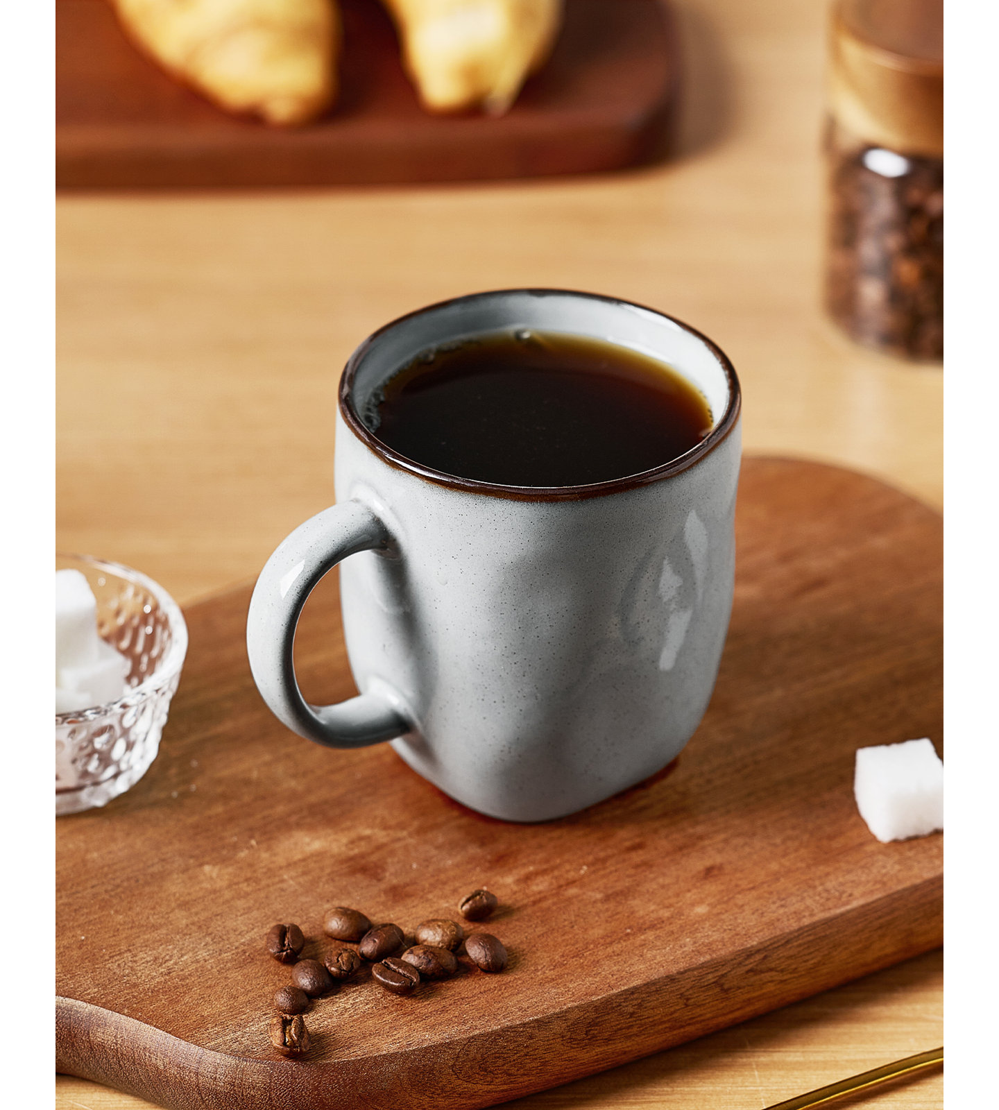 Leny Square Stoneware Mug, Gray