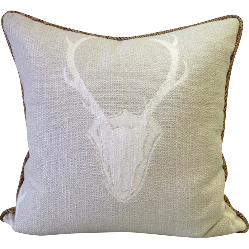 Oh Deer Cotton Feathers Throw Pillow, Tusk