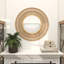 Miroir mural rond en bois de bambou-1728147073