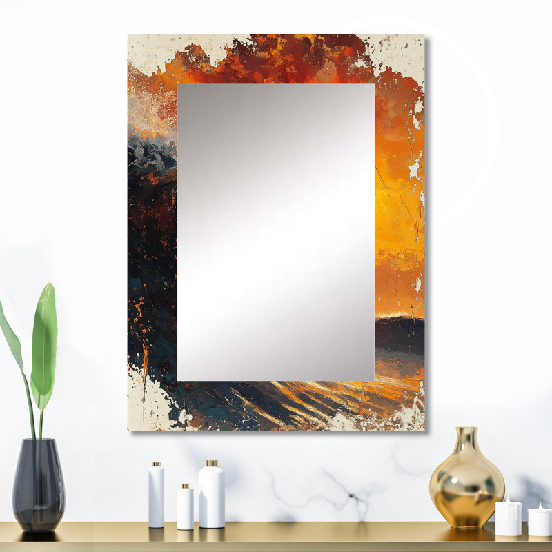 Concours de surf jaune - grand miroir mural de surf, miroir unique jaune, impression d'art en métal, 32 po x 24 po