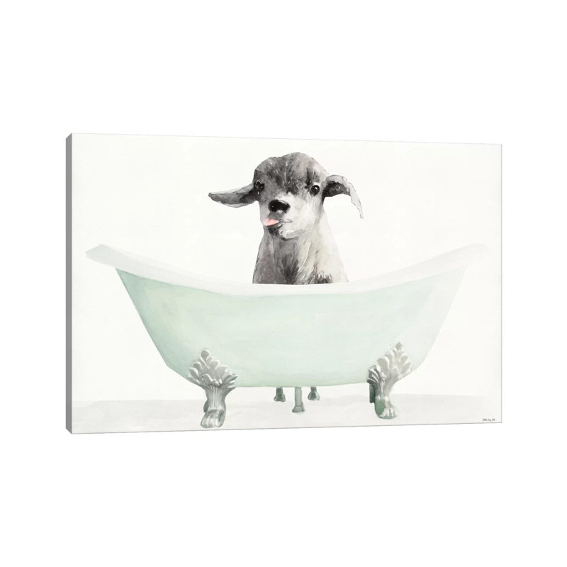 Vintage Tub with Goat - reproduction d'art graphique, H 40 po x l 60 po x 1,5 po, Toile tendue, Aucun mat