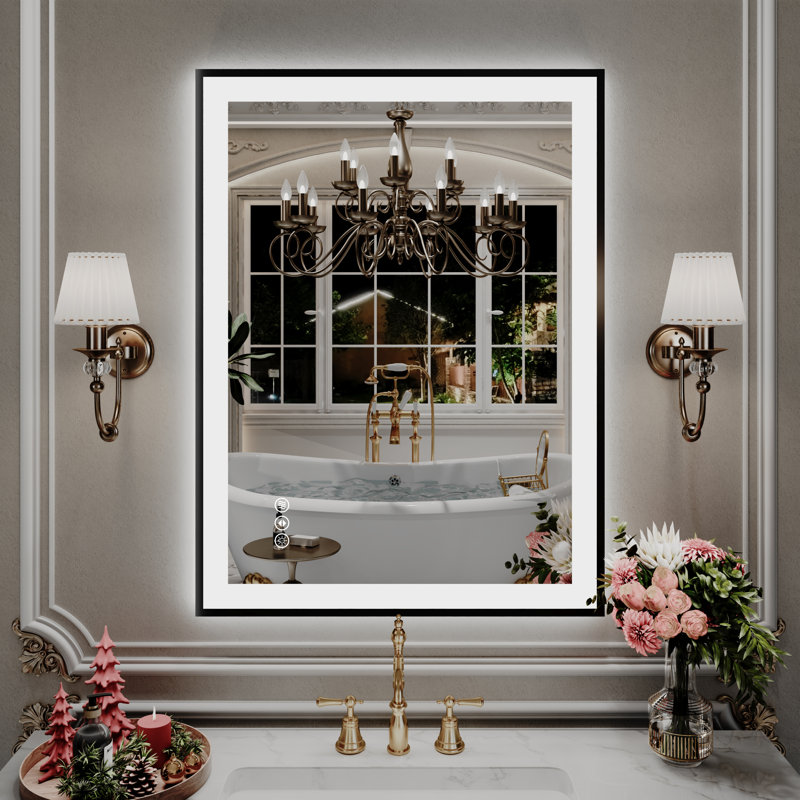  Lunara UL Certified Metal Framed Front Light & Backlit Memory LED Light Bathroom Vanity Mirror with 3 Year Warranty