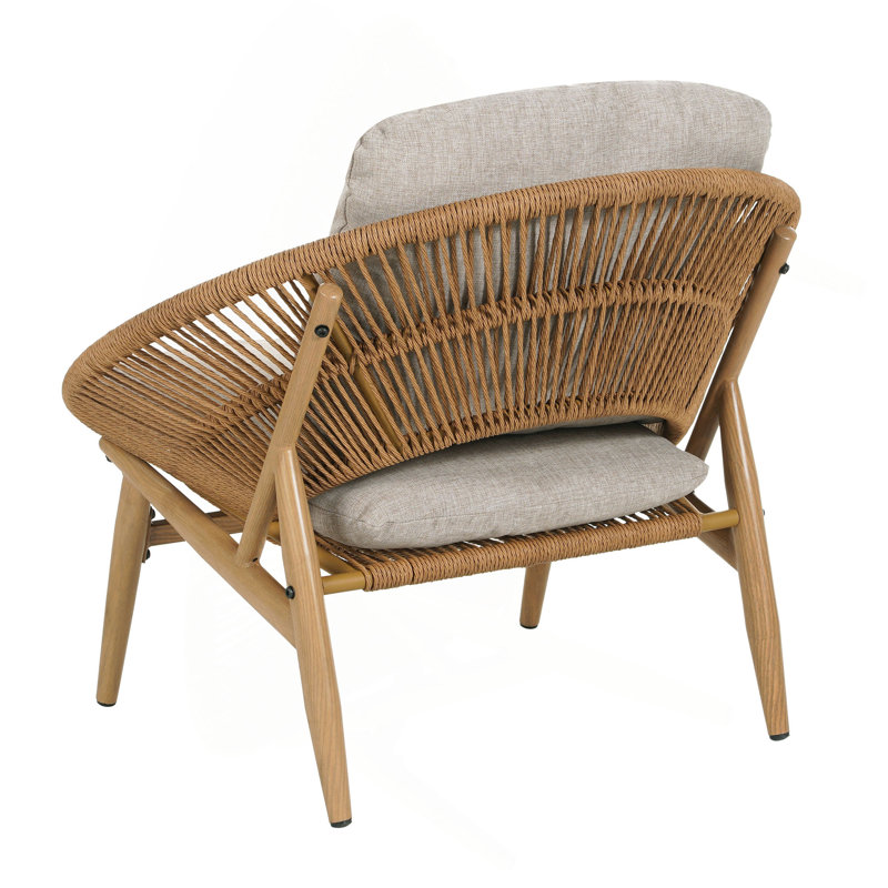 Chaise longue d'extérieur en osier de style papasan, osier avec coussin