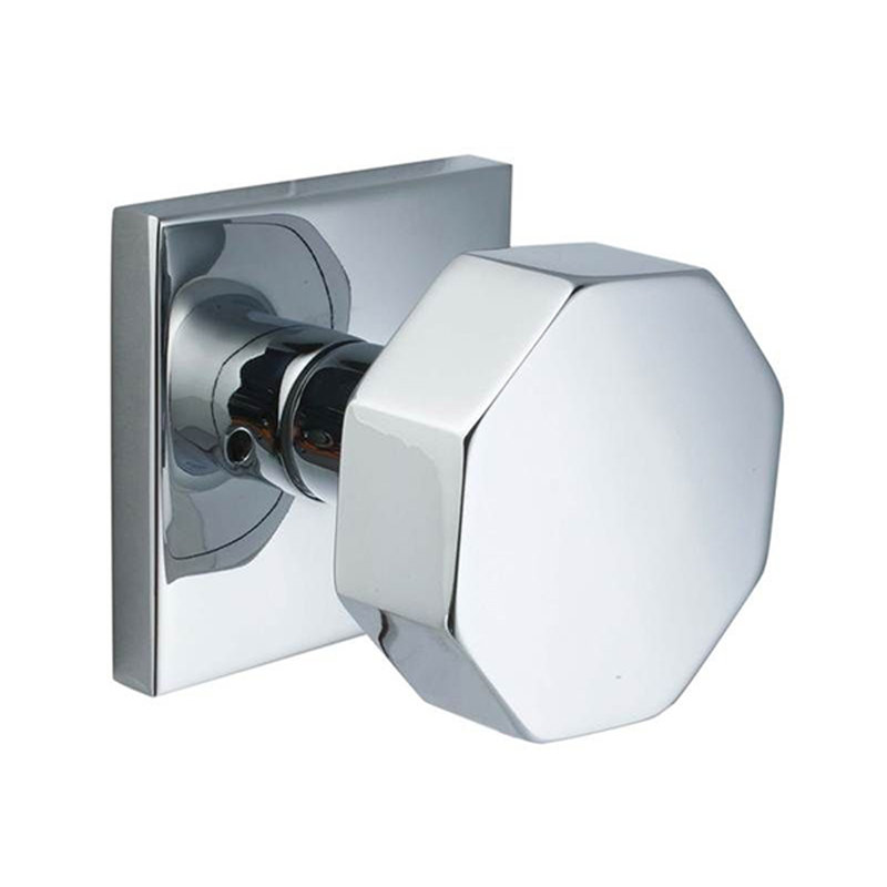Ensemble de boutons de passage Emtek avec rosette carrée et bouton octogonal, Chrome poli