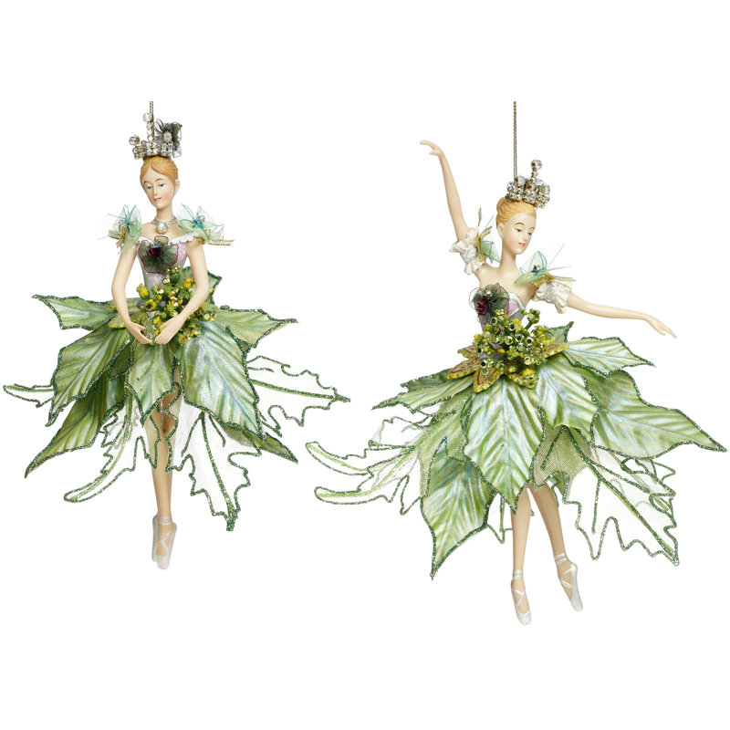 Ornements de ballerine, vert - ensemble de 2 pouces 10