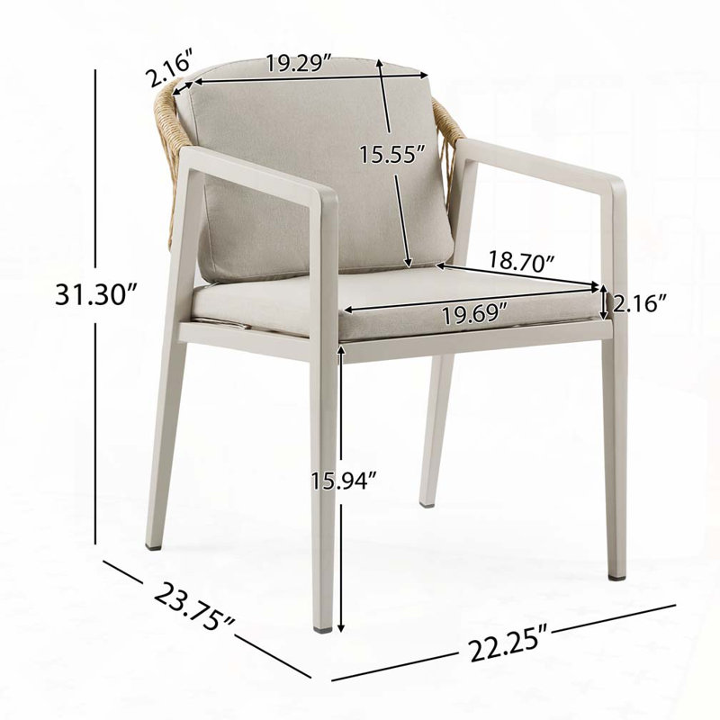 Ensemble de 2 chaises d'extérieur en rotin tressé, Coussin gris / cadre naturel / gris
