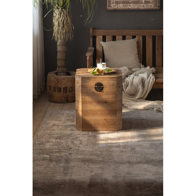 Square Natural Wood Side Table