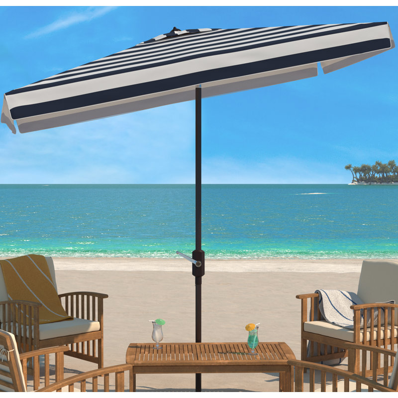 Parasol de plage inclinable 118 po Birdie, Bleu marine / Blanc