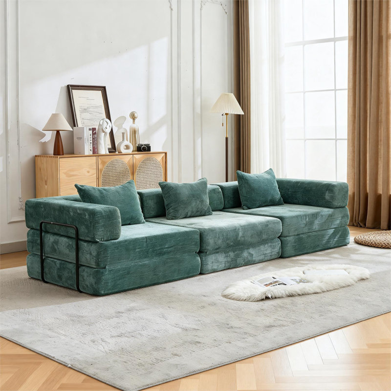 Boneless Modular Sectional Sofa, Green
