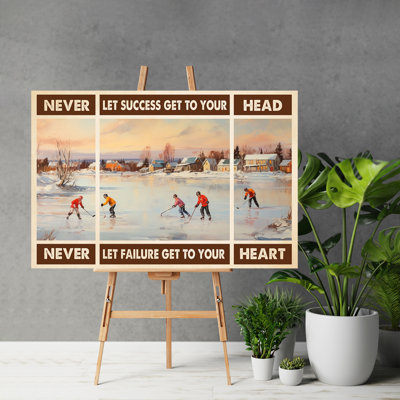 Hockey sur glace - "Never let échec" To Your Heart - Toile tendue avec châssis