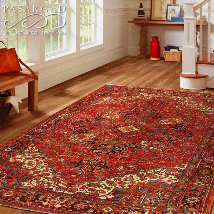 Tapis en laine d'agneau rectangulaire unique de 12 pi 7 po x 9 pi 7 po Amruta