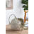 9.8X8.3X10.3" Hand-Pulled Decorative Ceramic Jug With Worn White Finish And Wire-Wrapped Handle