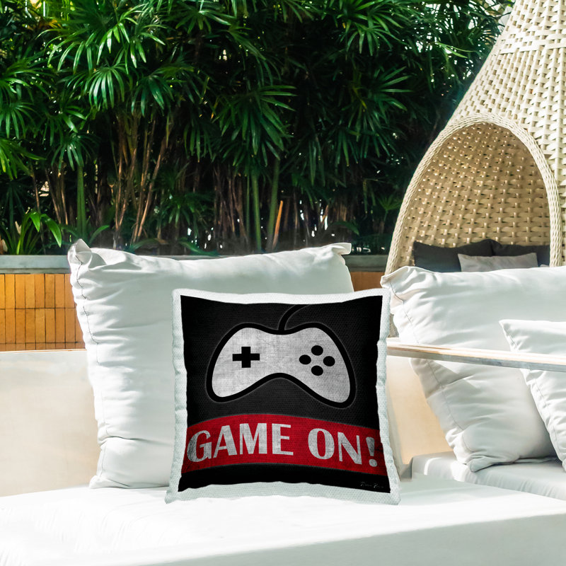 Coussin extérieur Game On Bold Gamer, Rouge