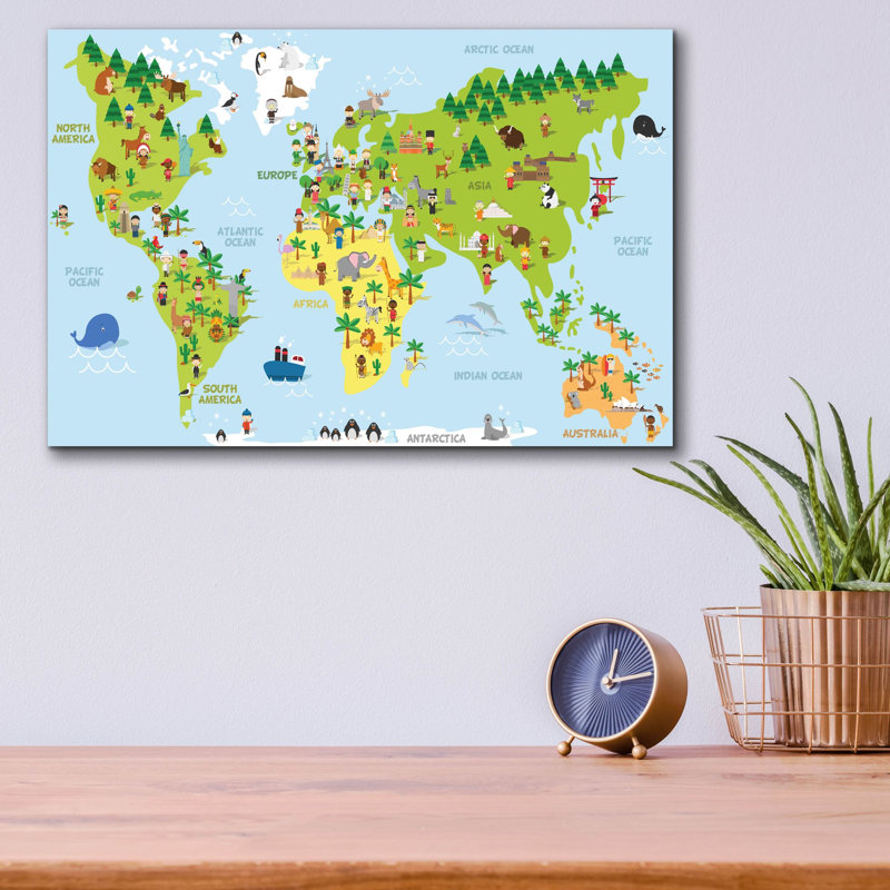 «Kids Map» par Epic Portfolio, art mural en verre acrylique, H 12 po x l 16 po x P 0,13 po