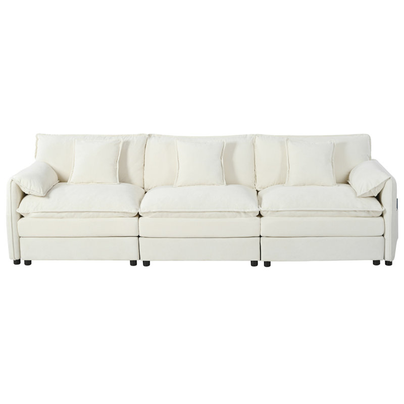 Modular Sectional Sofa with 2 Ottomans (Beige)
