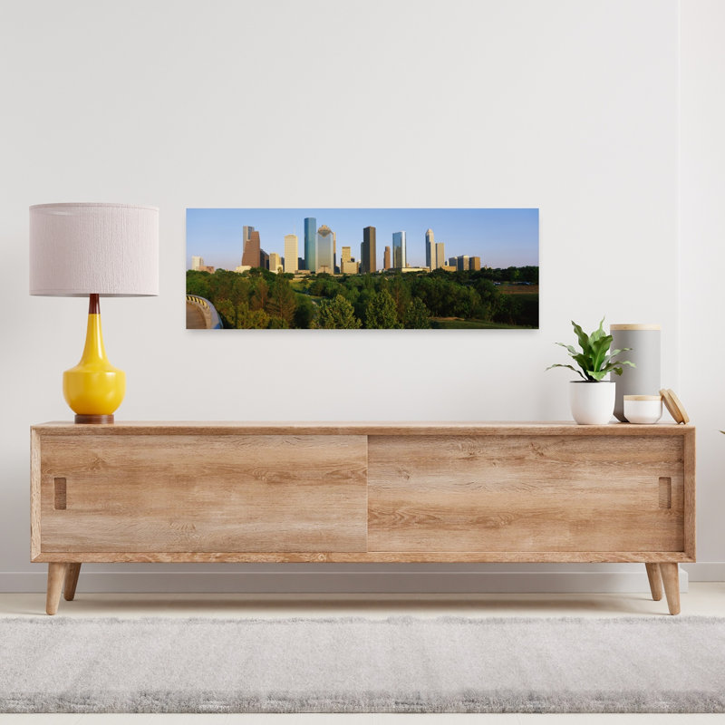 «Downtown Houston», art abstrait moderne, art mural de la ville, H 36 po x l 12 po